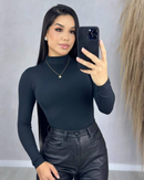 Blusa mango e Gola alta (TECIDO RIBANA)